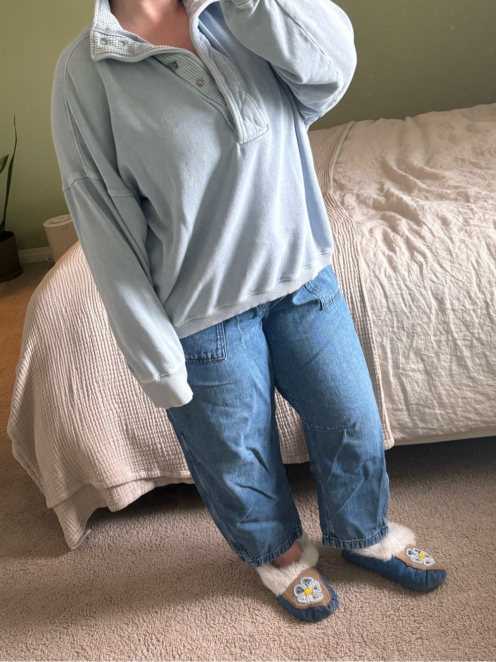 Aerie Oh Snap! blue quarter snap sweatshirt size XL - Picture 1 of 4